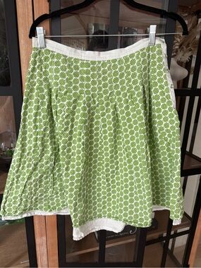 Vintage y2k Boden midi skirt low rise block print lime green buttons twee
